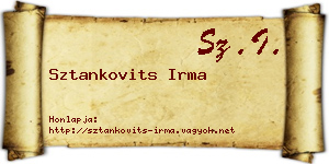 Sztankovits Irma névjegykártya